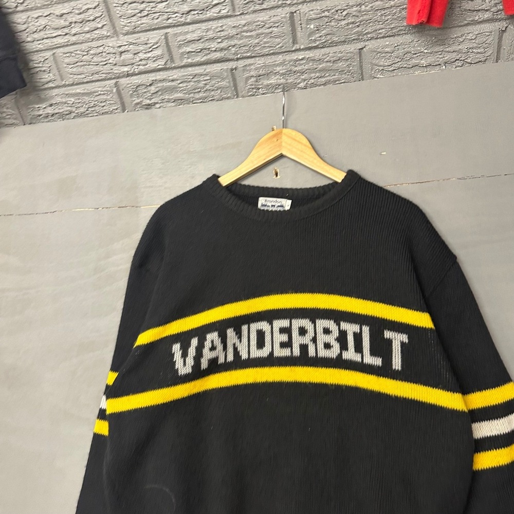 Brandon Vanderbilt Black Yellow‎ Stripe Knit Sweater Mens Large USA Made